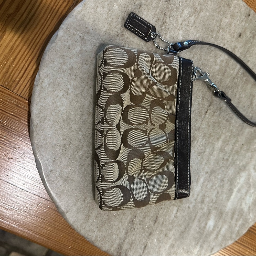 Coach Brown and Tan Wristlet - Picture 2 of 4